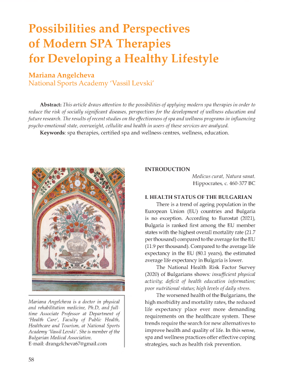 Possibilities and perspectives of modern SPA therapies for developing a healthy lifestyle